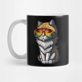 Cool Feline in Shades: Whiskered Purrfection for Cat Miaw Lovers Mug